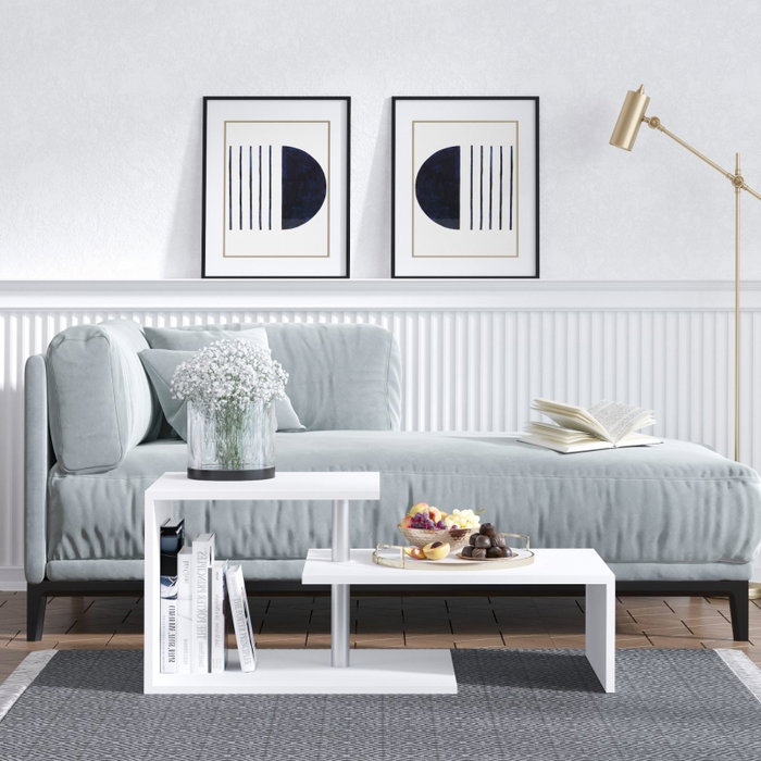 Hanah Home Mesa de Centro Dilek - Blanco Moderno 100x46x50 cm